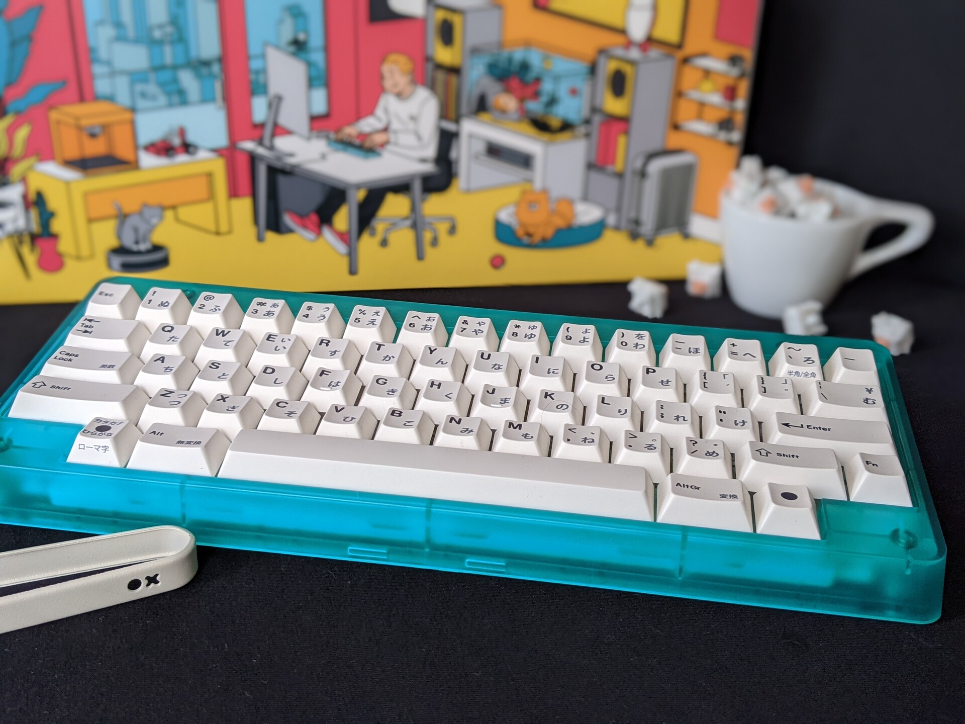 RAMA Kara custom mechanical keyboard with PBT Japanese BoW keycaps